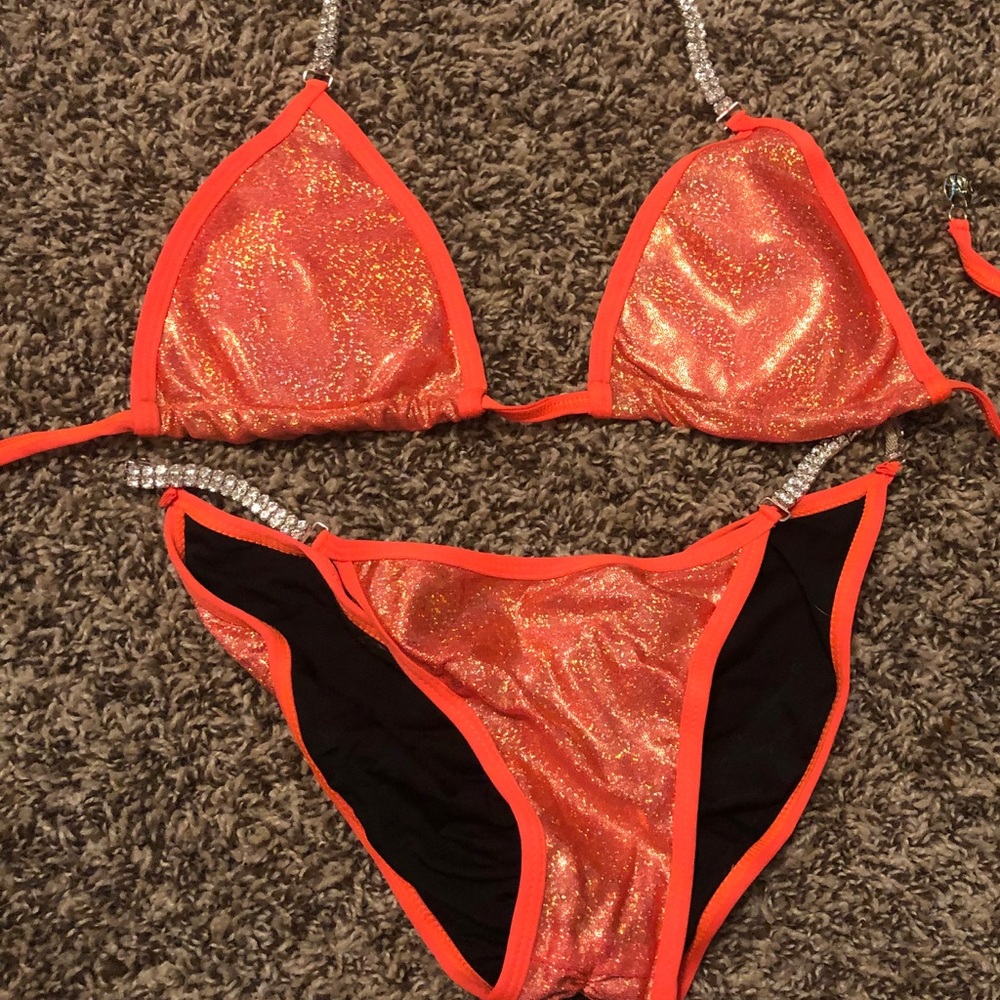 Orange Hooters Rhinestone Pageant Bikini